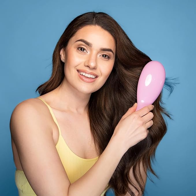 Supreme Brush + Cleaner, Gentle Detangling, Detangler Hair Brush for All Hair Types. For use on Wet or Dry Hair (Lavender Pink)