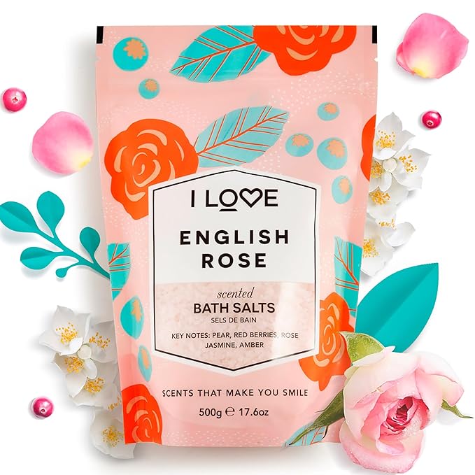 I LOVE Violet Dreams Bath Salts - Calming Bath Soak with Violet and Rose Fragrance - Relaxing Bath Salts for Sleep - Skin-Softening Formula - 17.6 oz