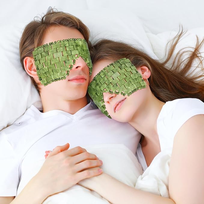 gemshan Jade Eye Mask Natural Green Jade Facial Maks for Relive Eliminate Puffiness