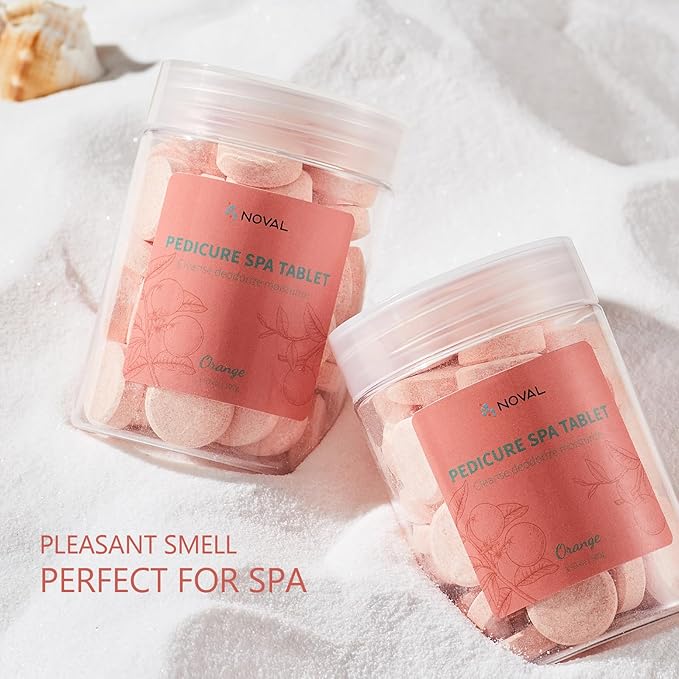 NOVAL Pedicure Spa Tablet - Fast Dissolving, Gentle & Portable Foot Soak for Softening Calluses & Hydrating Skin, Orange Scent