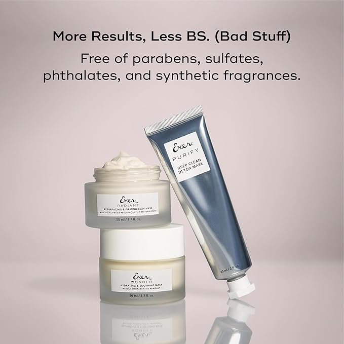 EVER Wonder Hydrating and Soothing Mask - Collagen Face Mask, Anti-Aging Face Mask for Sensitive Skin, Rose Water, Hyaluronic acid & Squalane Rich Hydrating Face Masks, 1.7 fl oz