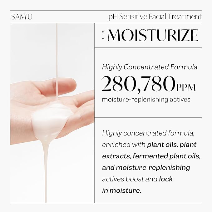 SAM'U pH Sensitive Facial Treatment – Nourishing, Hydrating Facial Treatment with Ceramides – Korean Skin Care Treatment Face Serum – 1.69 Fl Oz
