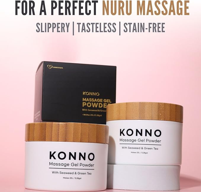 Japanese Nuru Massage Gel Powder 200g | Formulated with Natural Seaweed & Green Tea | Made in Japan | Paraben, & Glycerine Free | Fragrance-Free | Makes 5.28 gal/ 20L | Vegan | Konno