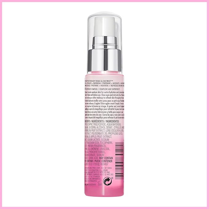Revlon PhotoReady Rose Glow Mist Face Primer, Prep, Hydrate & Refresh Spray with Sheer Coverage, Infused with Nourishing Oils And Super Fruit Complex, 1.2 fl oz