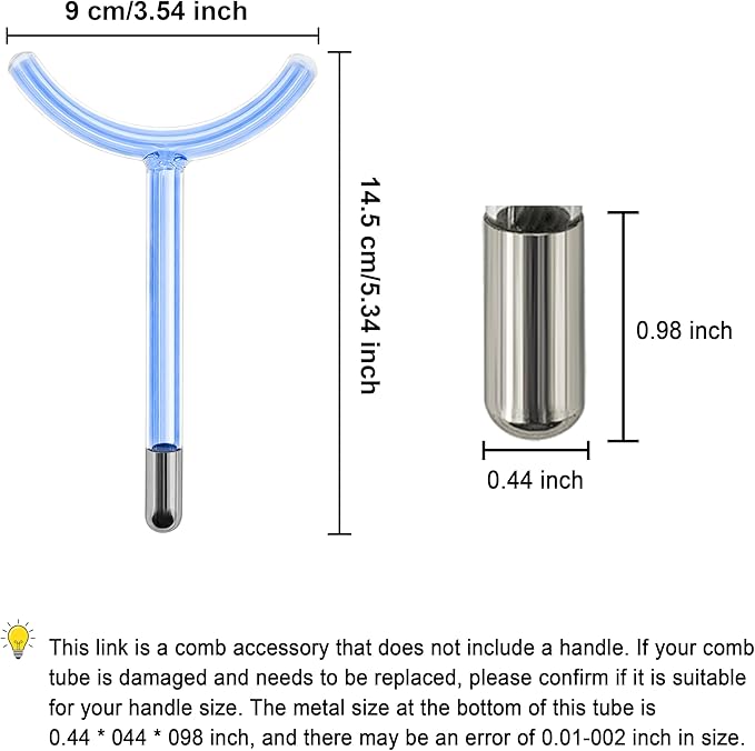 Electrode Wand Glass Tube Handheld Spare Parts for Hi Frequency Instrument Elitzia ETHB01 (Blue Y Shape)