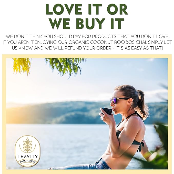 Coconut Rooibos Chai Tea Pods for Keurig - Organic Ginger Tea, Rooibos, Cinnamon, Cardamom, Coconut & Chai by Teavity (24 Tea Pods)