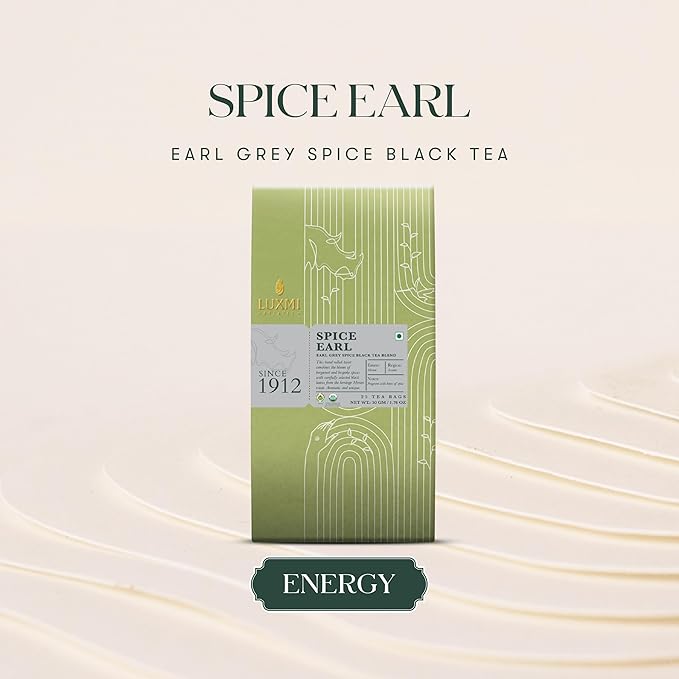 Luxmi Estates Spiced Earl Grey Tea 25 Tea Bags (50g) Pack | Certified Organic Black Tea