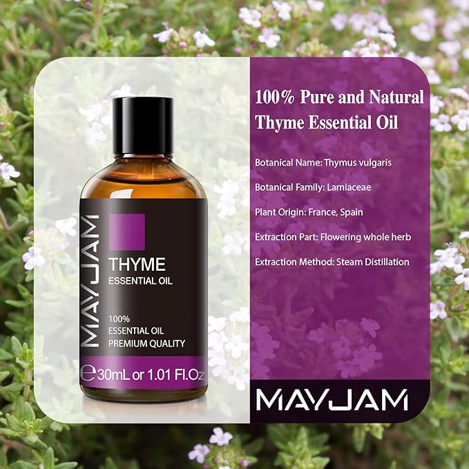 Thyme Essential Oil 30ML, Pure Essential Oils for Massage, Diffusers, Thyme Oil for Soap Candle Making (1.01FL.OZ Bottle)