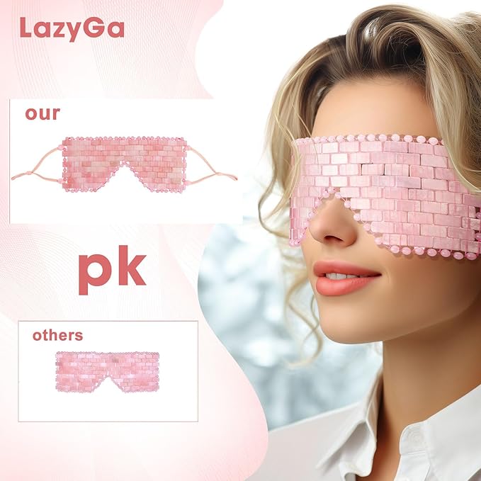 Jade Eye Mask&Rose Quartz Eye Mask - with Adjustable Strap for face 100% Natural Gemstone Jade Sleep Mask