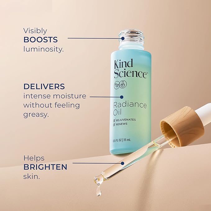 Kind Science Deluxe Kit - Skin Care by Ellen DeGeneres Full Size 5pc Set with Hydration Cream, Firming Serum, Radiance Oil, Neck Treatment, Radiance Oil