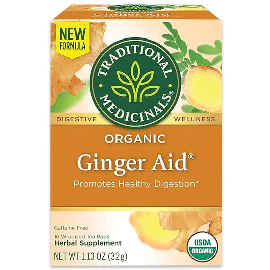 Traditional Medicinals Tea, Organic Ginger Aid, Promotes Healthy Digestion, 16 Tea Bags