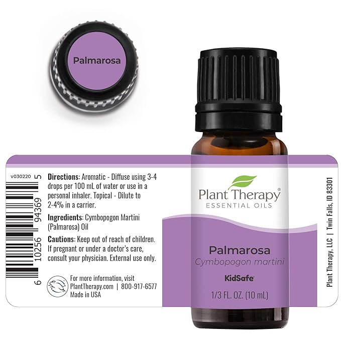 Plant Therapy Palmarosa Essential Oil 100% Pure, Undiluted, Natural Aromatherapy, Therapeutic Grade 10 mL (1/3 oz)