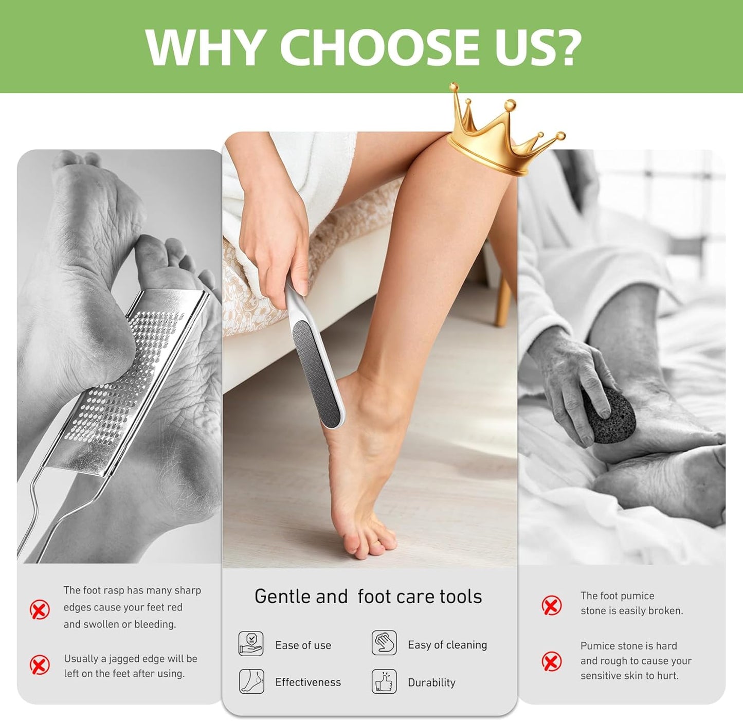 BALUCA Hard Skin Remover Nano Glass Foot File - Foot Callus Remover, Durable Foot Scrubber, Dead Skin Remover, Hygienic Pedicure Tool, Long Lasting Foot Buffer, Soft Smooth Feet, White