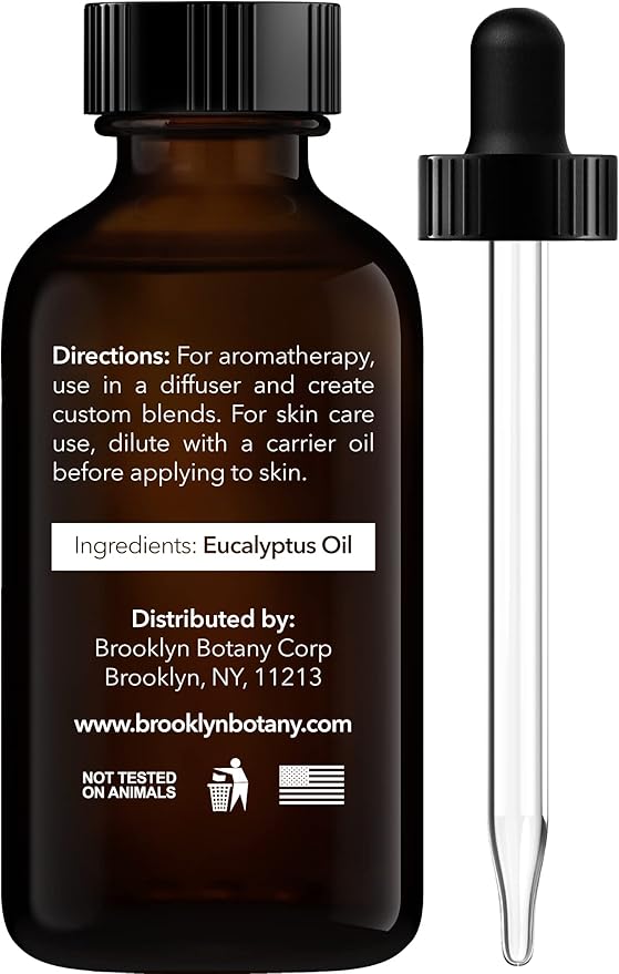 Brooklyn Botany Eucalyptus Essential Oil – 100% Pure and Natural – Premium Grade Oil with Dropper - for Aromatherapy and Diffuser - 1 Fl Oz