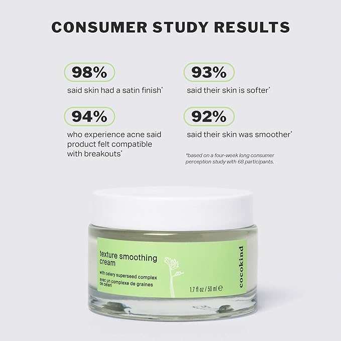 Cocokind Texture Smoothing Cream, Face Moisturizer with Squalane, Celery Seed and Cucumber, Face Lotion Moisturizer Face, Hydrating Face Cream