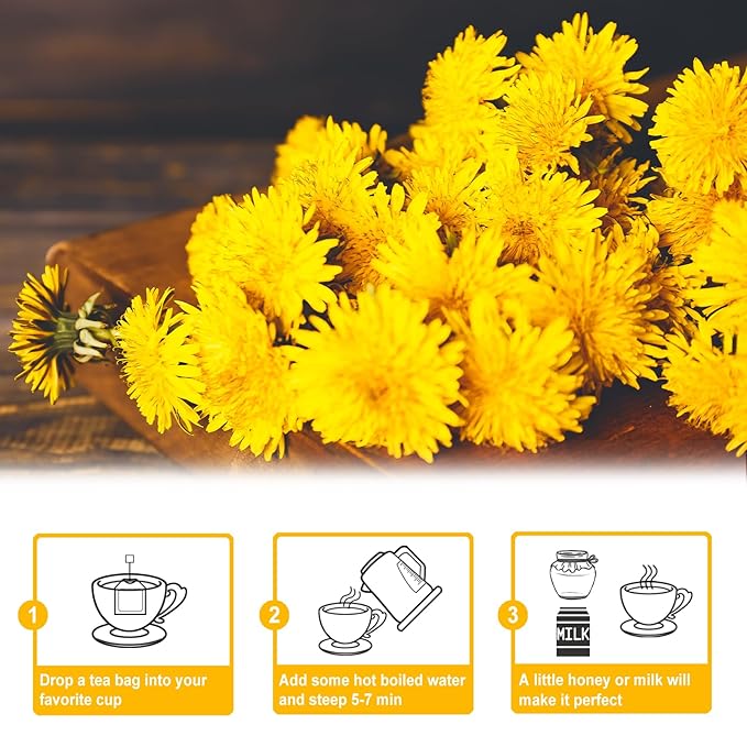 TEARELAE - Dandelion Root Tea - 2.5g x 120 Count - Premium Roasted Dandelion Tea Bags with Pleasant Nutty Aroma - Caffeine Free - Support Healthy Digestion