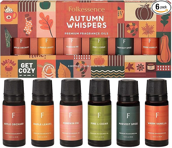 Folkulture Essential Oils for Diffuser | Set of 6x0.34 fl oz, 60 ml Fragrance Oils Scents for Home | Oil Diffusers Essential Oils | Fragrance Oil for Diffuser for Gifts for Mothers - Whispers