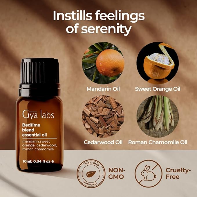 Gya Labs Bedtime Essential Oil Blend for Diffuser - 100% Pure Natural Aromatherapy Bedtime Oil for Calming & Relaxing (0.34 Fl Oz)