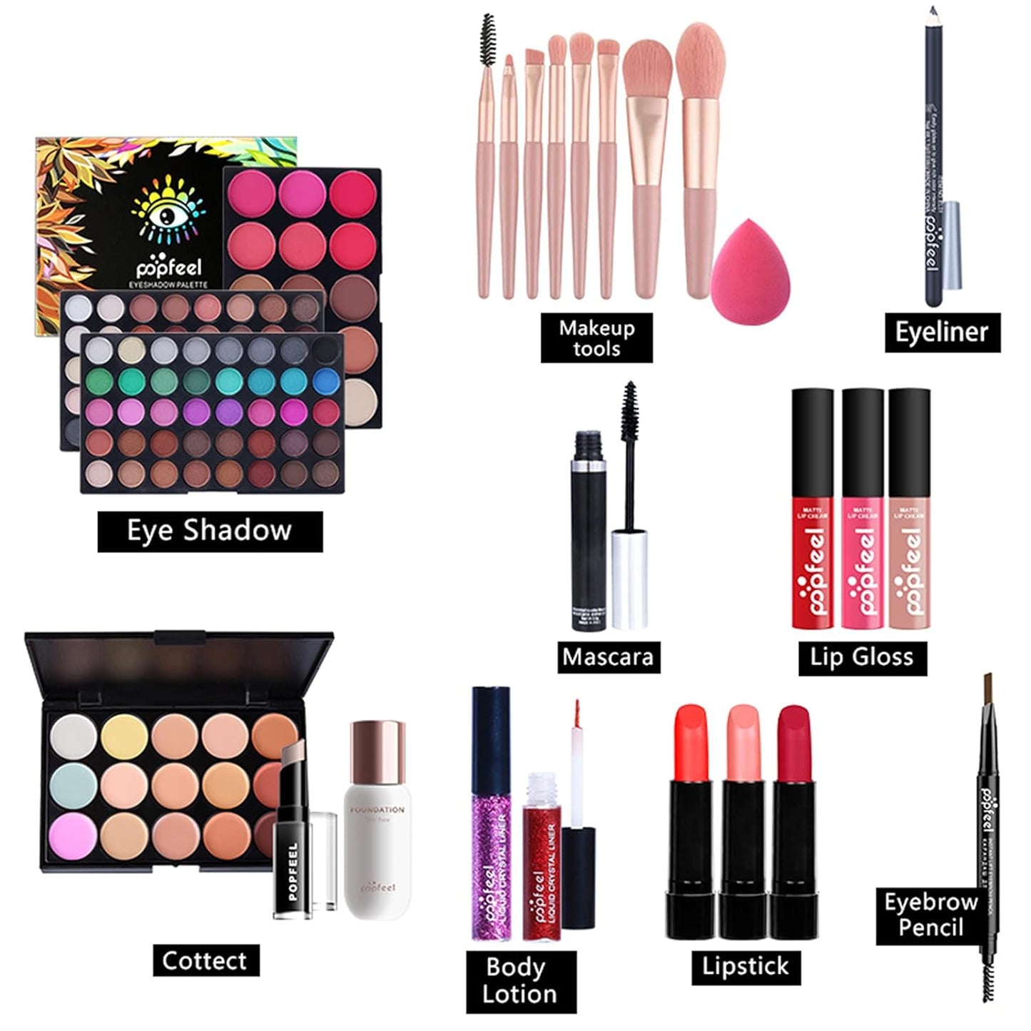 Multi-purpose Makeup Kit All-in-One Makeup Gift Set Colours Mix Eyeshadow Concealer Lip Gloss Pressed Powder and Powder Blusher Cosmetic Makeup Palette Set Kit #097