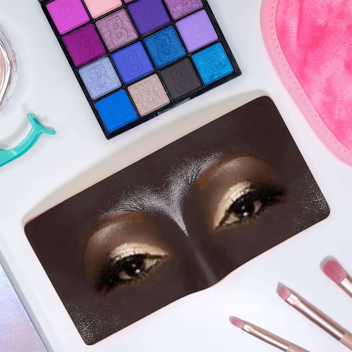 Makeup Mannequin Face, 3D Silicone Makeup Practice Face/Makeup Mannequin Face, Come with Makeup Brush, Makeup Removal, Cleanser&a Velour Bag, for Professional Makeup Artists/Beginners