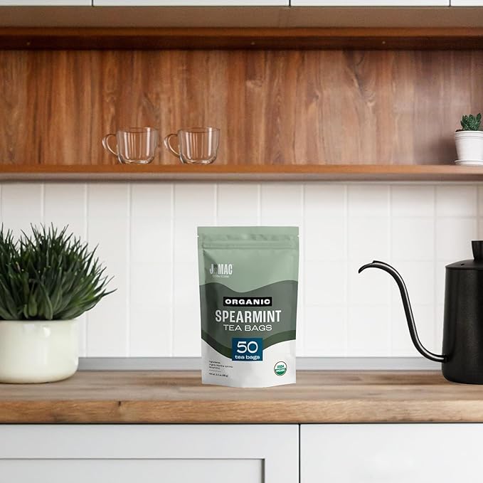 J MAC BOTANICALS Organic Spearmint Tea (50 Teabags), USDA Certified