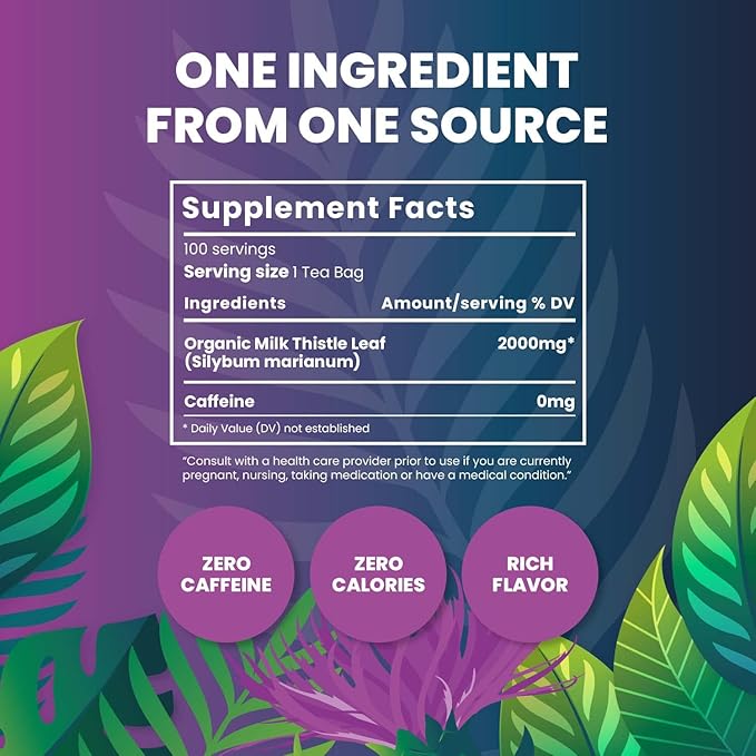 Organic Milk Thistle Tea-100 Tea Bags | Organic Herbal Tea From Single Origin | Eco-Friendly Tea Bags | Non-GMO Caffeine Free Tea With Zero Sugar | Cederberg Tea Company