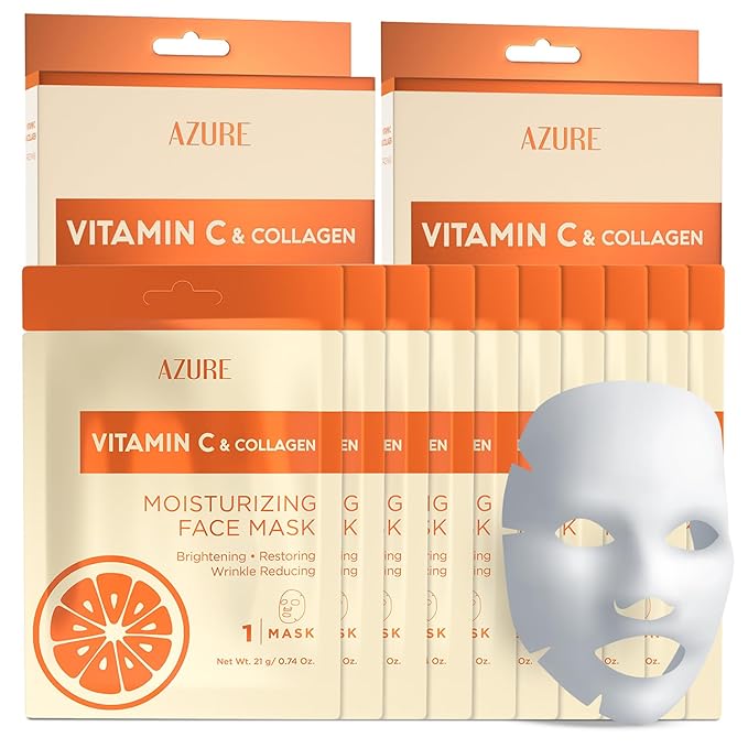 AZURE Vitamin C Under Eye Pads - Anti Aging, Lifting & Moisturizing Eye Mask Patches - Reduces Fine Lines, Wrinkles, Dark Circles & Puffiness - Skin Care Made in Korea - 10 Pairs