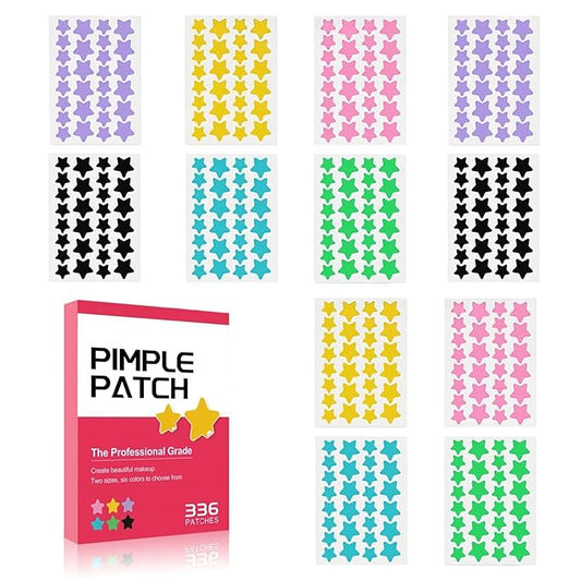 Star Pimple Patches for Face Star Acne Patches Starface Pimple Patch With 6 Colors 2 Sizes 336 Count, Zit Patches Hydrocolloid Patch Cute & Effective Pimple Stickers for Blemish Protection Tools Kit