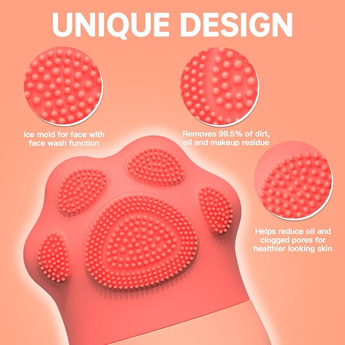 Ice Face Roller, Ice Mold for Face and Eyes,De-Puff Eye Bags,Reduce Migraine Pain,Reusable Massage Silicone Ice Mold Skin Care Tools(Pink)