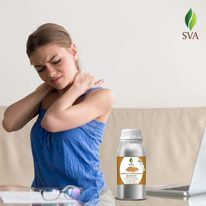 SVA Organic Frankincense Essential Oil – 16 Fl Oz – 100% Natural Boswellia Serrata Oil - for Diffuser, Hair Care, Face, Skin Care, Aromatherapy, Scalp and Body Massage, Soap and Candle Making