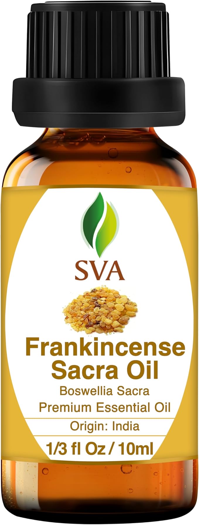 SVA Frankincense Essential Oil – 1/3 Fl Oz – 100% Natural Frankincense Sacred Oil - for Diffuser, Hair Care, Face, Skin Care, Aromatherapy, Scalp and Body Massage, Soap and Candle Making