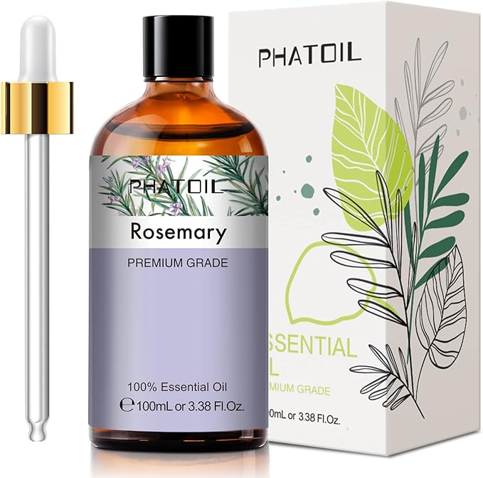 Rosemary 3.38fl.oz Essential Oil, PHATOIL Aromatherapy Essential Oils for Diffuser, Humidifier, Perfect for DIY Soap, Candle, Bath Bombs Making(100ml)