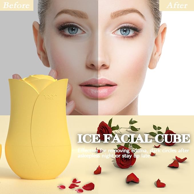 Ice Roller For Face，Cryo Cube Ice Roller For Facial And Eye,Skincare Tools,For Relieving Facial Edema, Shrinking Pores, And Lifting And Firming The Skin (Yellow)