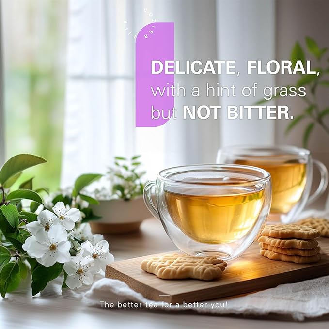 Organic Decaf Jasmine Tea Bags, Decaffeinated Green Tea Infused with Jasmine Aroma, Refreshing & Relaxing, Tagless, Sugar Free