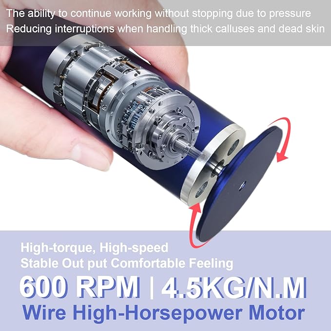 Electric Foot File - High Torque,Callus Remover for Feet,Adjustable Speed Foot File with 60 Pcs Sandpaper Discs,Professional Pedicure Tool for Dead Skin and Calluses (Blue)