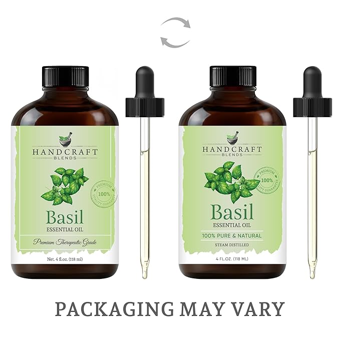 Handcraft Blends Basil Essential Oil - Huge 4 Fl Oz - 100% Pure and Natural - Premium Grade Essential Oil for Diffuser and Aromatherapy