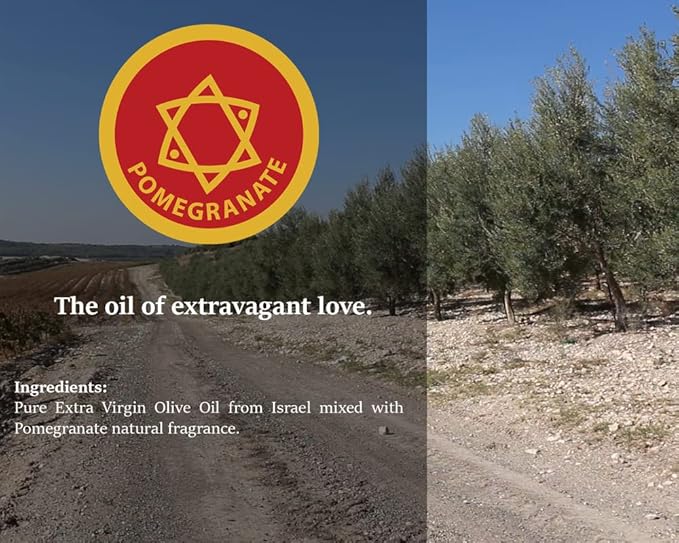 Pomegranate Anointing Oil from Israel, Holy Spiritual Oils Bottles from Jerusalem Blessed, Handmade with Natural Ingredients and Blessed for Wedding Ceremony, Religious Use, 8.45 Fl Oz