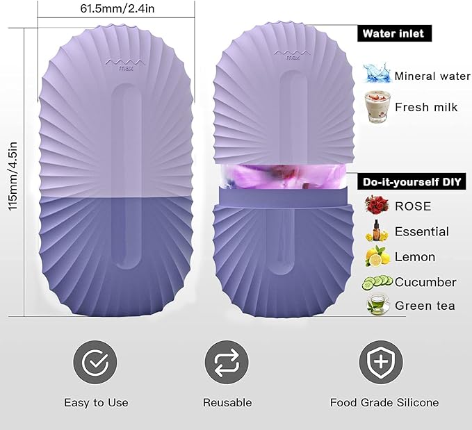 KOGITI Ice Mold for Face & Eye, Beauty Facial Roller, Puffiness Relief Massage Skin Care Tool, Ice Cube Holder (Shell-Purple)
