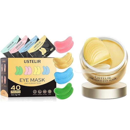 Under Eye Patches, 40 Pairs Eye Mask for Dark Circles, Puffy Eyes, Undereye Bags,Wrinkles,Eye Mask Patches with 24K Gold, Hyaluronic Acid,Rose & Aloe Vera, Eye Treatment Skin Care for Men & Women Gift