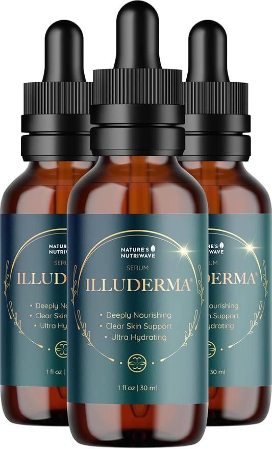 Illuderma Serum – 100% Natural Facial Serum with 16 Beneficial Ingredients for Hydrated, Nourished Skin – 1 Oz, 30ml, 3 Month Supply