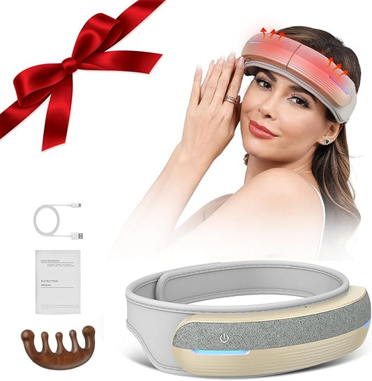Portable Electric Head Massager, 5 Modes with Heat & Bluetooth, Deep Relaxation for Fatigue, Stress, and Sleep