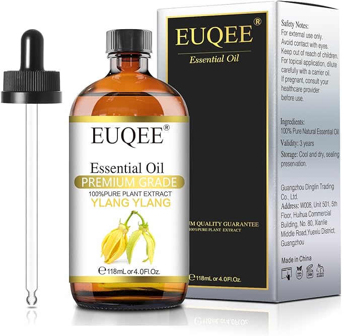 Ylang Ylang Essential Oil 118ml with Glass Dropper, Pure Ylang Ylang Oil for Diffuser, Candle Making - 4 Fl.Oz