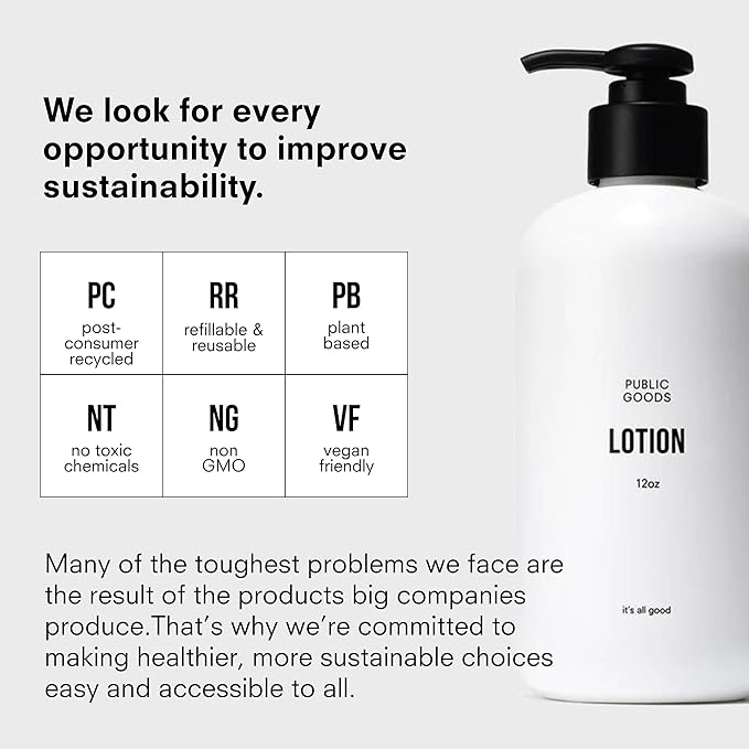 Public Goods Body & Hand Lotion for Women & Men | Natural Moisturizing Daily Lotion for Dry & Itchy Skin | Paraben & Sulfate Free | Made with Organic Essential Oils | Made in Canada | 12 Fl Oz Bottle