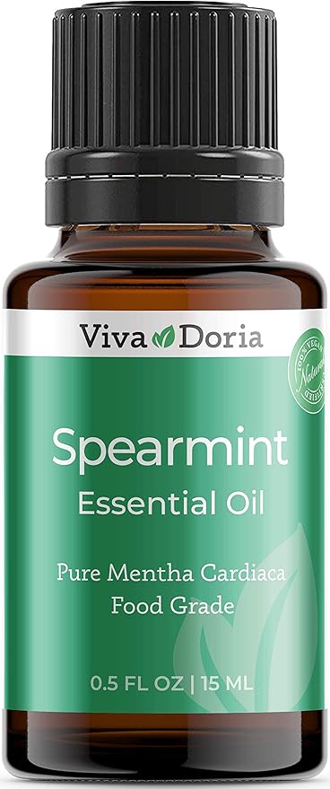 Viva Doria Spearmint Essential Oil, 100% Pure, Natural Spearmint Essential Oil, Undiluted, for Aromatherapy | Food Grade, 15 mL (0.5 Fluid Ounce)