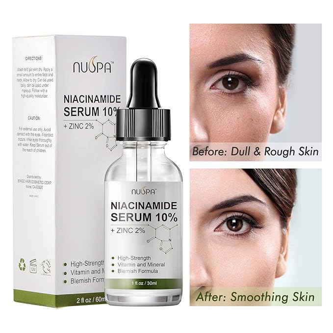 Niacinamide Serum 10% Plus Zinc 2% for Face Skin Care Vitamin B3 Facial Serum with Hyaluronic Acid for Acne Pore Reducer Treatment