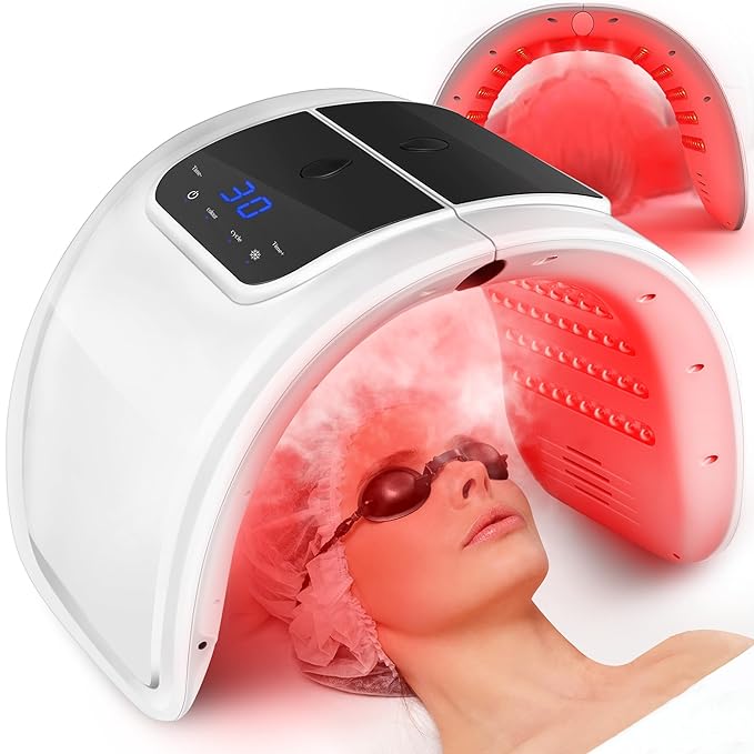 Red Light Therapy Mask, LED Therapy Light, 7 Color Light Therapy Mask Beauty Photon Skin Phototherapy Machine with Spray Function