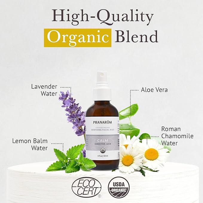 Facial Mist (4oz / 120ml) - 100% Pure & Natural Essential Oil Facial Mist for Dry Skin Hydration & Toning (Calm (Sensitive Skin))