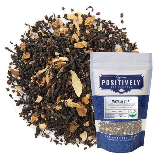 Organic Positively Tea Company, Masala Chai Black Tea, Loose Leaf, 4 Ounce