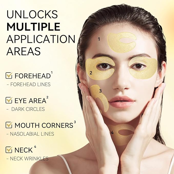 LANBENA Under Eye Patches (6 Pairs), Wrinkle-Reduce Essence(0.27 Fl.Oz), 24K Gold Full Around Gel Serum Mask, Puffy Undereye Treament, Fine Lines, Refresh, Hydrate| Paraben free, Eye Skin Care