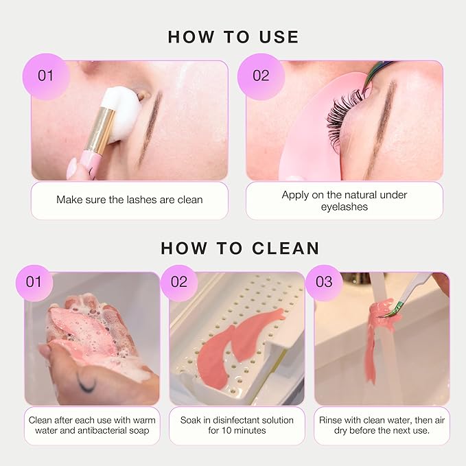 Curacoro Reusable Eye Pads, Silicone Under Eye Patches Lash Lift Cover Eyelash Extension | Soft Pads for Sensitive Skin during Eyelash Perm Lamination & Lash Extensions Remover (Black, Style 3)